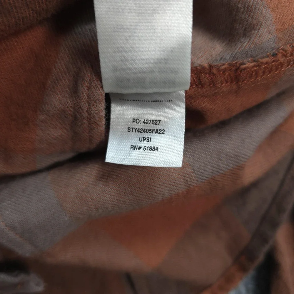 Patagonia Shirt Womens S Orange Plaid Midweight Fjord Flannel Organic Hiking